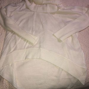 Cowl neck cream high low sweater